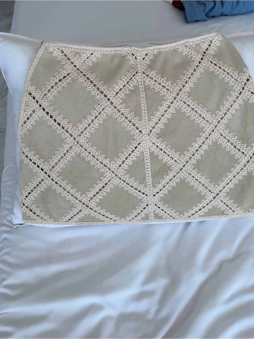 Zara Cream Crochet Diamond-Panel Mini Skirt - Picture 10 of 13